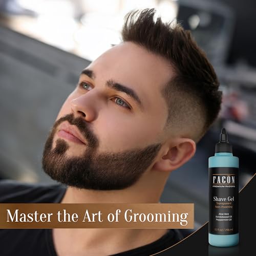 Facón Clear Shaving Gel for Men - Sandalwood Scent, Aloe Vera & Menthol, Non-Foaming, 10 fl oz