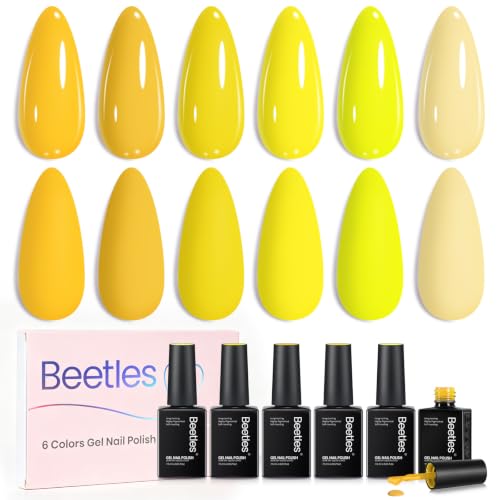 Beetles Yellow Gel Nail Polish Set, Amalfi Holiday, 6 Colors Set