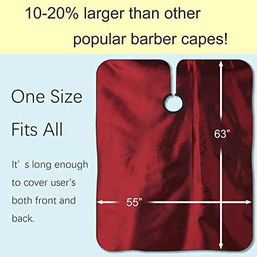 Iusmnur Barber Cape, Professional Hair Salon Cape with Adjustable Metal Clip, Shampoo Hair Cutting Cape for Barbers and Stylists - 55 x 63 inches (Wine Red)