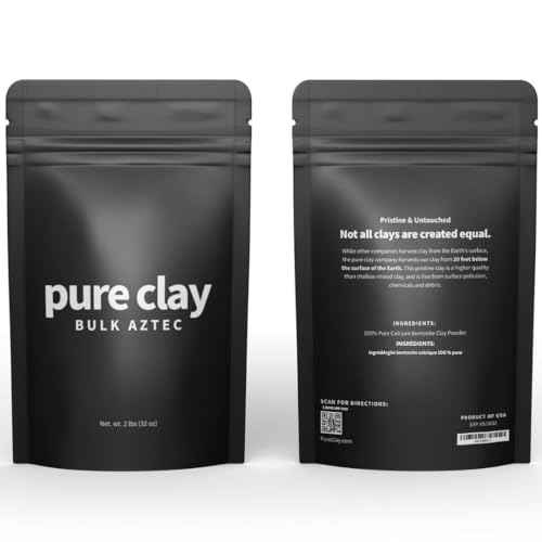 Organic Calcium Bentonite Clay Powder Bulk Bag (32oz), Aztec Drink Powder, Food Grade, Full Body Mask, Indian Healing Clay