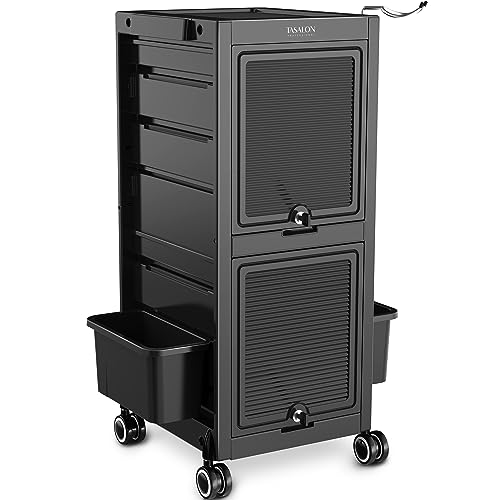 TASALON Lockable Salon Trolley Cart with 6 Drawers & Wheels