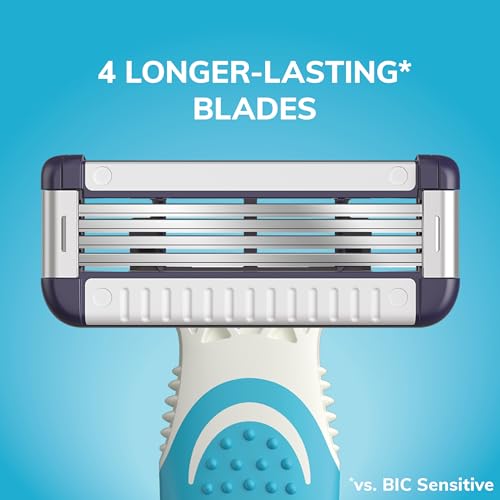 BIC EasyRinse Sensitive Anti-Clogging Men's Disposable Razors, Clinically Proven for Sensitive Skin, Shaving Razors With 4 Blades, 6 Count