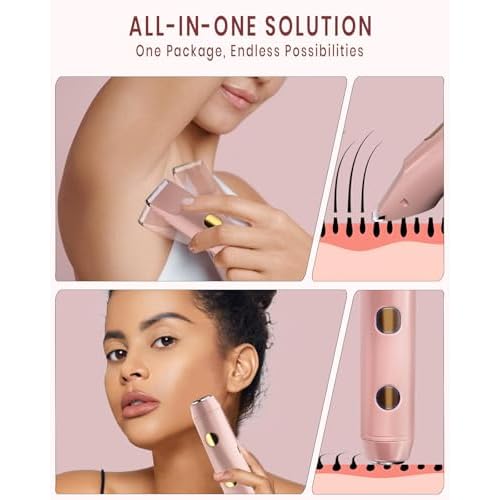 2-in-1 Bikini Trimmer for Women, IPX7 Waterproof Electric Shaver, Body Hair Trimmer & Electric Razor for Face, Lips, Pubic Area, Legs, Pink