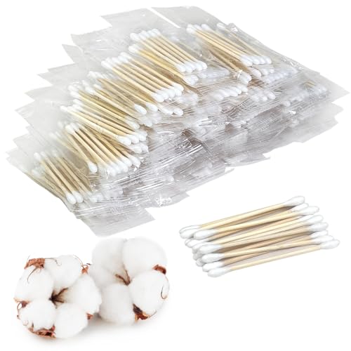 500 Individually Wrapped Bamboo Cotton Swabs for Travel