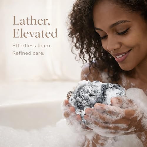 African Net Body Scrubber 3-Pack - Exfoliating Back & Body Sponge for Men Women, Black, Olive Green, Champagne Gold