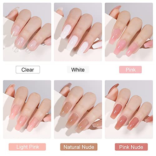 GAOY Poly Gel Nail Kit with UV Light - 6 Colors Extension Starter Set