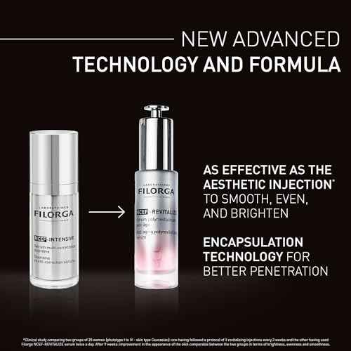 Filorga NCEF-Revitalize Face Serum, Anti-Aging and Skin Strengthening Treatment for Smoother and Brighter Skin Texture with Hyaluronic Acid, Amino Acids, and Coenzymes, 1.01 fl. Oz