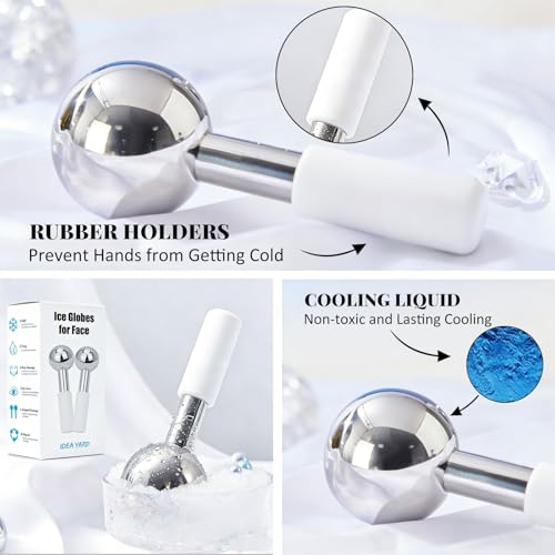 ideayard Under Eye Ice Globes Facial Massager, Stainless Steel Cooling Stones