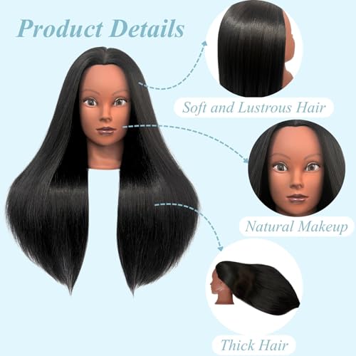 Black Mannequin Head with Hair for Braiding & Styling