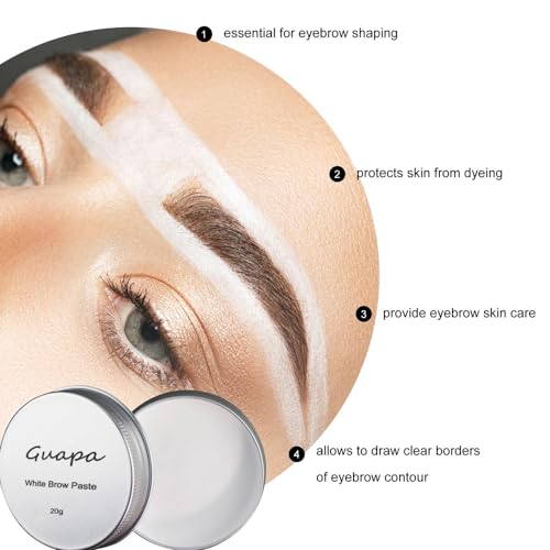 0.7oz Highly Pigmented White Mapping Paste Microblading Eyebrows Shape Mark Tools Brows Contour Design Paste Eyebrow Tinting Tool for Permanent Makeup Micropigmentation (White Paste with Silver Box)