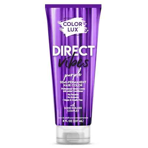 Color Lux Direct Vibes Semi-Permanent Hair Color, Purple, Vibrant & Long-Lasting Shade, Ammonia-Free, Vegan, Sulfate-Free, Paraben-Free, 8 fl oz