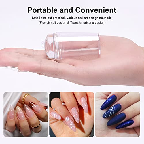 SAGEBIO Nail Art Stamper Clear Silicone Nails Stamping Jelly with Acrylic Scraper Transparent Visible Body DIY Manicure Nail Art Tool For DIY Nail Decor French Nail Manicure 01