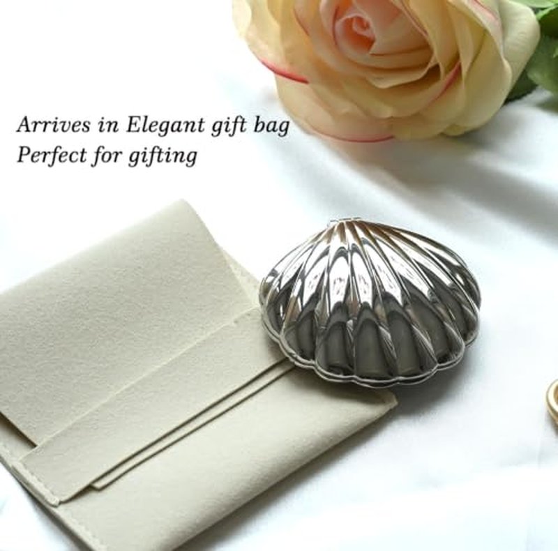 Seashell Compact Mirror - Double-Sided HD Makeup Mirror for Purse