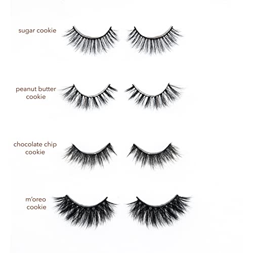 Beauty Bakerie Reusable False Eyelashes with Compact + Mirror, Natural & Wispy False Eye Lashes Pack, Makeup Essentials, Fake Strip Lashes for Natural Look, Anything for the Cookies