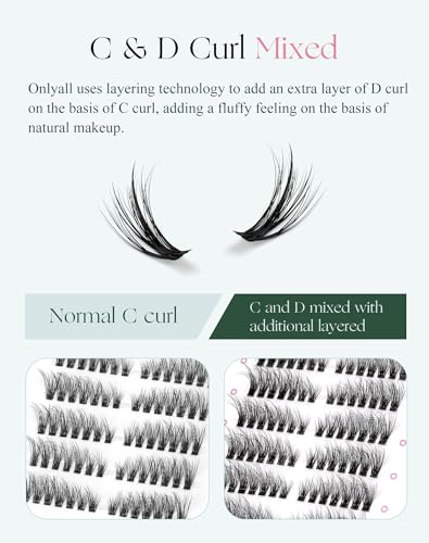 Onlyall Lash Clusters C Curl Natural Wispy Eyelash Extensions