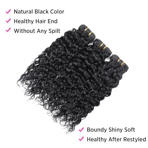 Brazilian Virgin Water Wave Human Hair Bundles - Natural Black, 3 Pack