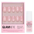 Glamnetic Press On Nails & Brush On Nail Glue Bundle - Pinky Promise | Glossy, Velvet Short Squoval Fake Nails, Reusable | 15 Sizes - 30 Nail Kit with Glue