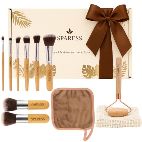 Eco Friendly Unique Natural Gift Beauty Set ? Bamboo Makeup Brushes, Vegan Bamboo Roller & Soft Face Towel ? Organic Self-Care Box for Women & Teens, Perfect Birthday , Holiday Present¡±