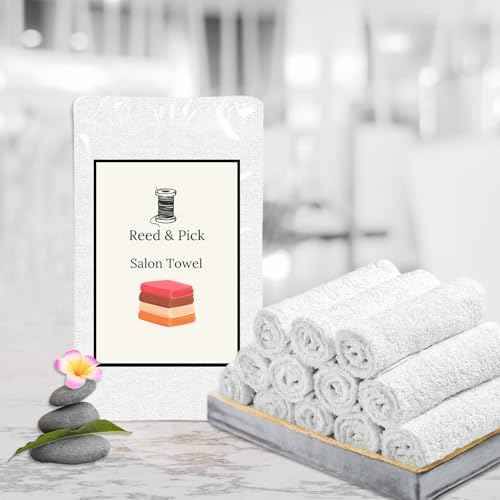 Reed&Pick Salon Towels ? 50 Pack White Hand Towels 100% Cotton Spa Towel ? 16x27 inches Highly Absorbable Facial, Gym, Hair, Face, Bulk Small Towels