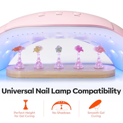 Modelones Nail Art Stand Set with Wide Display Bases & Magnetic Tips - Press On & Nail Tips Holder