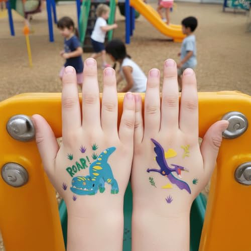 Valentines Day Gifts for Kids - PapaKit 36 Pc Dinosaur Temporary Tattoos for Kids - Individually Wrapped Sheets | Jurassic Birthday Party Favors, Goodie Bag Fillers, School Rewards