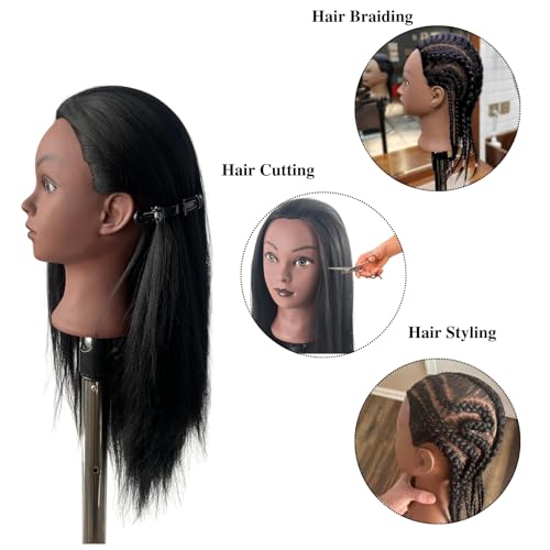 Leticia Mannequin Head for Braiding Practice - 16 Inch Black Hair