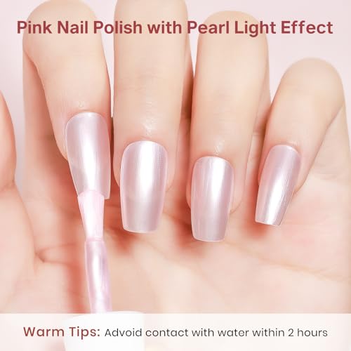 MIZHSE Pearl Pink Nail Polish - Quick Dry High Shine 15ml, Pearl Pink Variant