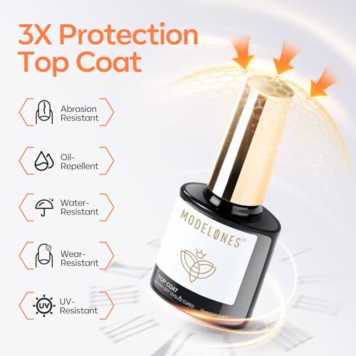 Modelones Gel Nail Polish Base & Top Coat Set 15ml