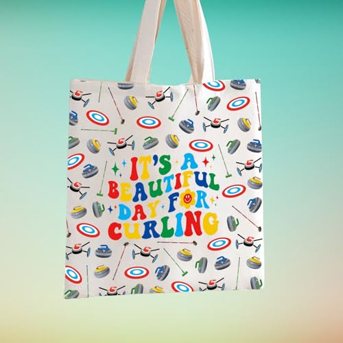 TSOTMO Cute Curling Tote Bag for Curling Fans Sport Lover Gift - It's a Beautiful Day for Curling
