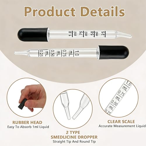 20-Piece Glass Eye Droppers Set with Cleaning Brushes