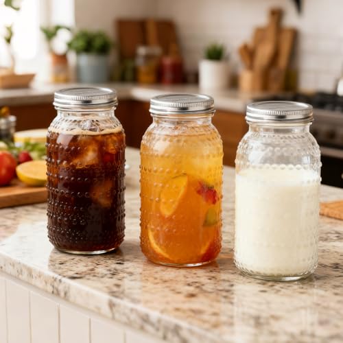 Wide Mouth Mason Jars 64 oz, 4 Pack - Half Gallon Glass Canning Jars