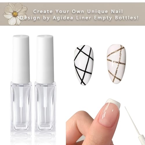 Nail Art Liner Empty Bottles 7ML 6-Pack with Brush & Mixing Balls