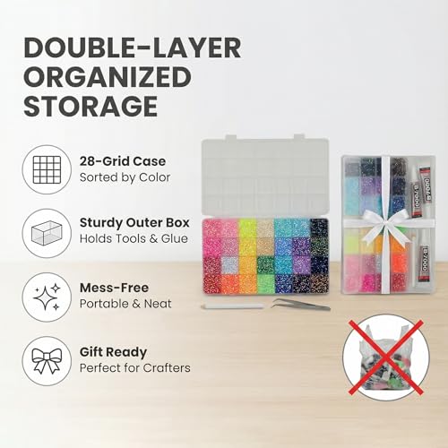 Jelly AB Rhinestone Bedazzle Kit 3mm 28 Colors 40,000pcs Craft Kit with Glue & Tools