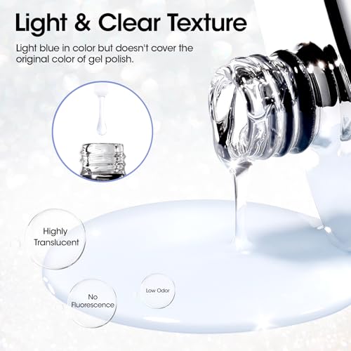Gellen Blue Diamond Gel Top Coat 20ml - No-Wipe High Gloss UV Finish (Blue Diamond)