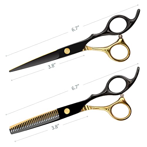 Professional Black Gold Hairdressing Teeth Scissors Stainless Steel Barber Hair Cutting Sets Salon Multifunctional Thinning Straight Shears Tools for Mother Father's Gift