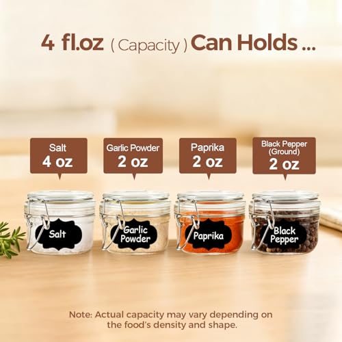 ComSaf 4 oz Mason Glass Jars with Airtight Lids - 6 Pack