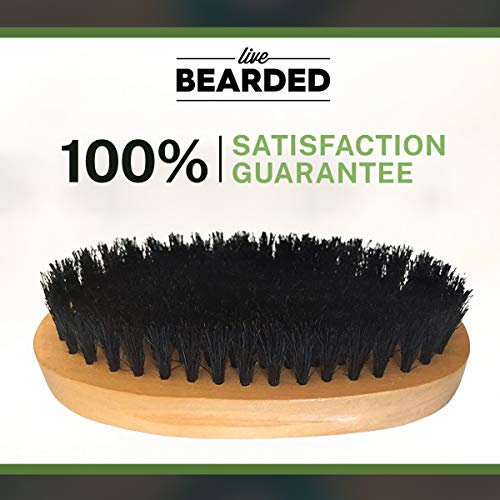 Live Bearded Premium All-Natural Boar Bristle Beard Brush - Real Wooden Handle - Supports Growth, Style Control and Oil Production - Tames Big, Wild Facial Hair - Easily Daily Grooming
