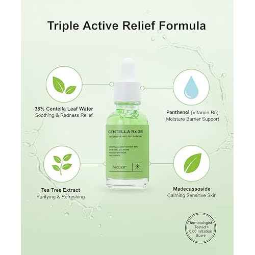 Centella Asiatica Serum Korean - Redness Corrector for Face - 38% Cica Leaf Water and Madecassoside - Ph Balanced - Barrier Support - Lightweight Calming - Rosacea Skincare Serum - Centella Ampoule