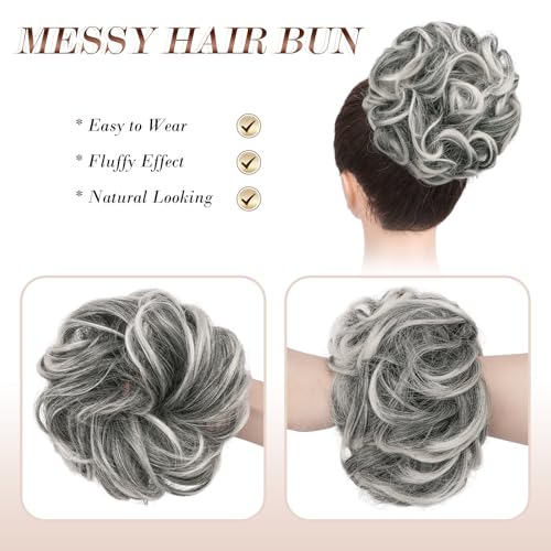 Messy Bun Hair Piece - Large Wavy Synthetic Chignon with Elastic