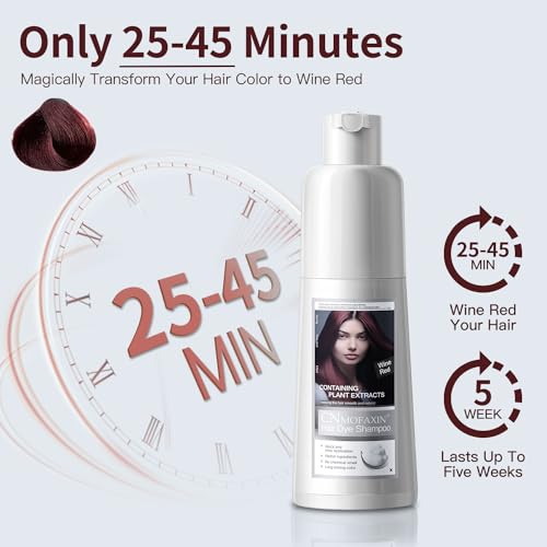 Wine Red 3-in-1 Hair Dye Shampoo for Gray Hair Coverage