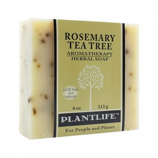 Plantlife Rosemary Tea Tree Bar Soap - Moisturizing and Soothing Soap for Your Skin - Hand Crafted Using Plant-Based Ingredients - Made in California 4oz Bar