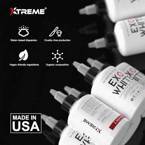 Xtreme EXO White Tattoo Ink 4OZ / 120ML High Pigment Load for Intense Coverage, Brilliant Highlights, Vegan, for Tattooists