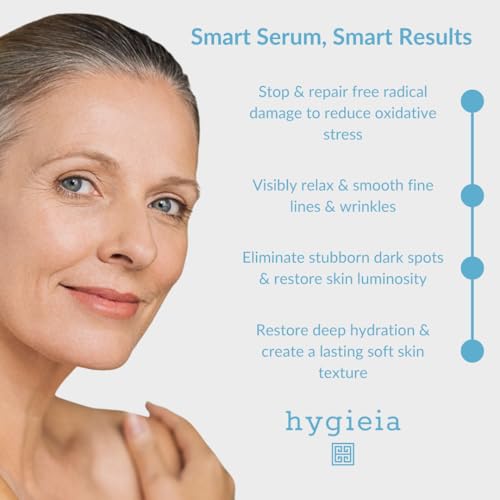 Hygieia + Bio-Active Idebenone Smart Serum with Liposomal Delivery - Potent Antioxidant Face Serum for Anti-Aging, Firming & Environmental Defense - Vitamin C & E, Hyaluronic Acid & Hibiscus (3.3 oz)