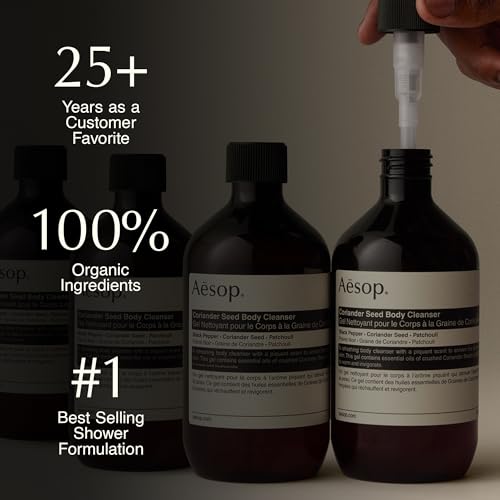 Aesop Coriander Seed Body Cleanser | Low-Foaming Shower Gel with Coriander & Black Pepper Essential Oil Blend to Cleanse & Hydrate Skin | 500 mL / 16.9 oz