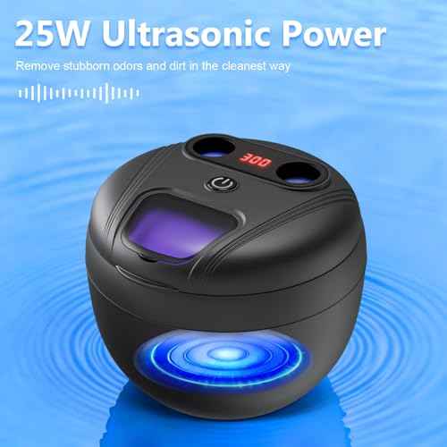 Dental Ultrasonic Retainer Cleaner Machine - Dental Cleaning Pod for Denture, Mouth Guard, Aligner, Night Guard, Braces, Toothbrush Heads, Jewelry, 45kHz Sonic Cleaner with Digital Timer & 200ML