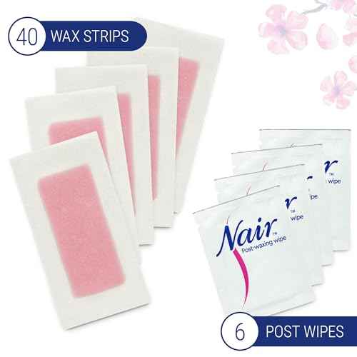Nair Hair Remover Wax Ready Strips, Legs and Body Hair Removal Wax Strips, 40 Count, 3 Pack