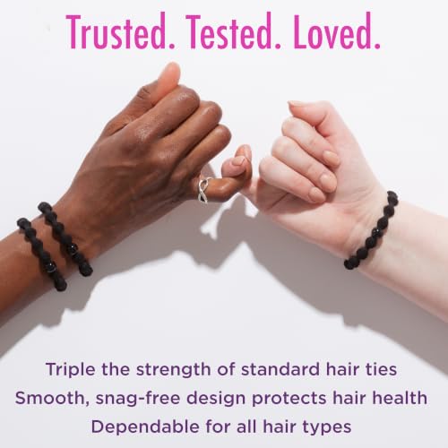 10 Pack Black Hair Elastics - Damage-Free, 3X Stronger, All Hair Types