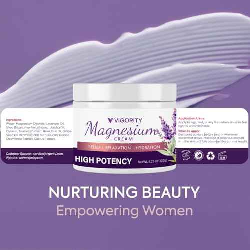Vigority Magnesium Cream for Sleep: Magnesium Lotion for Leg Cramps - Soothing Magnesium with Lavender, Vitamin E and Shea Butter - Safe for Kids & Pregnant Individuals - 4.23 oz - 2 Pack