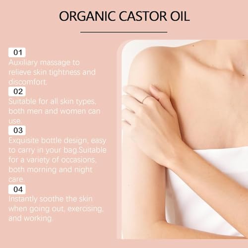 Organic Castor Oil with Rose Quartz Roller - 100% Pure & Cold-Pressed