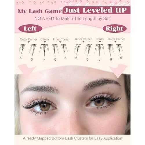Calphdiar Bottom Lashes Naturtal 5-7MM Bottom Eyelash Clusters Clear Band Lower Individual Lashe CC Curl Cluster Eyelash Extensions Pre-Mapped Lash Clusters for Everyday Looks Easy to Use
